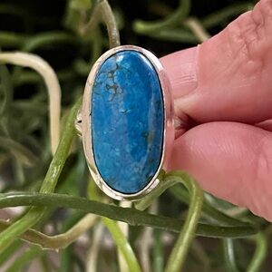 Handcrafted Turquoise 925 Sterling Silver Ring Sz 7